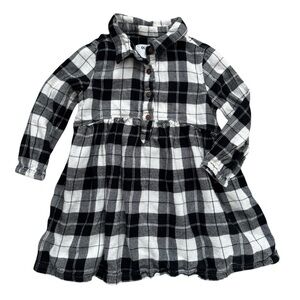 Old Navy Black & White Checkered Shirt  Dress Toddler Buffalo Plaid Dress 2T